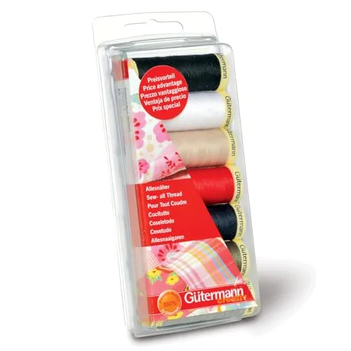 Gütermann G731099 Nähgarn-Set - 7-teiliges Polyester Nähgarn-Set, 100 Meter pro Rolle, ideale Grundfarben für kreative Nähprojekte