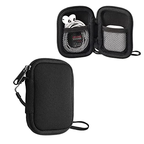 kwmobile In-Ear Kopfhörer Tasche kompatibel mit in-Ear Headphones - Hülle Neopren Cover Case - 6 x 9 cm Innenmaße - Etui in Schwarz