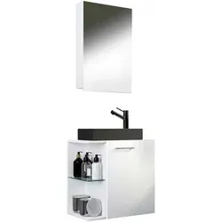 Mid.you Gästebad Hausa BL, Weiß, Metall, 3-teilig - Badmöbel-Set in modernem Design, hängend und platzsparend, ideal für Gäste-WCs mit nur 52 cm Breite.