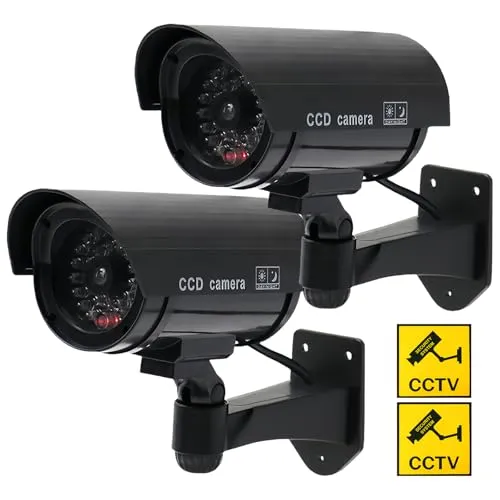 Stück Kamera Dummy, Dummy Kamera Fake Überwachung, Dummy Überwachungskamera Mit Rot Blinkender Led, Kamera Attrappe Mit Rot Blinkender, Überwachungskamera Attrappe, Für Den Innen- Und Außenbereich 2