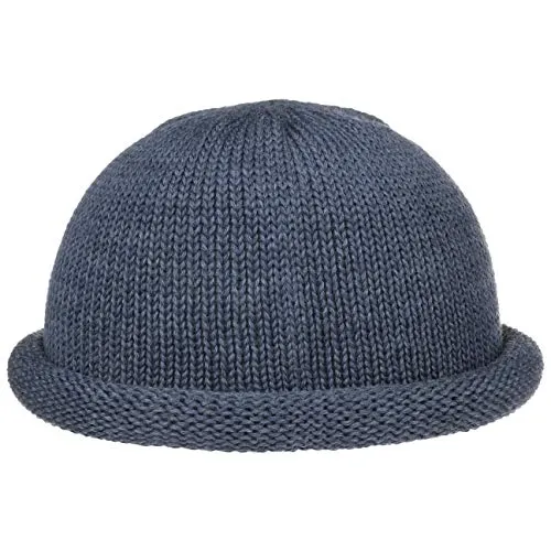 LIERYS Rollrandmütze Dockermütze aus Schurwolle Beanie Herbst Winter Made in Germany Damen Herren blau One Size