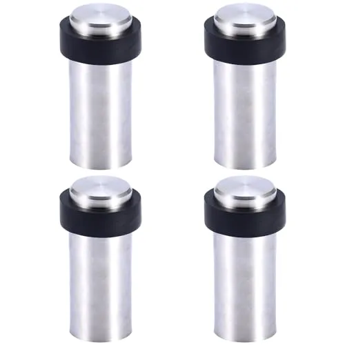 Türstopper aus Edelstahl für Bodenmontage (Zum Schrauben/Bohren) Edelstahl-Design Tür Stopper Puffer ø32mm, 80mm Hoch 4 x