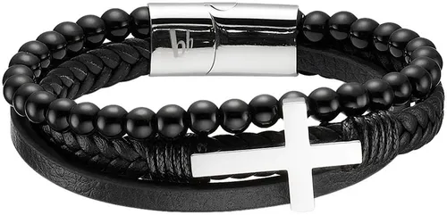 Bruno Banani Lederarmband mit Achat und Kreuz von bruno banani