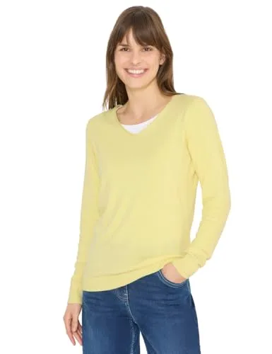 Cecil Damen Basic Pullover - Bequemer Strickpullover mit V-Ausschnitt und langen Ärmeln, ideal für lässige Outfits und vielseitige Kombinationsmöglichkeiten.