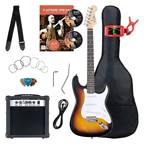 Rocktile E-Gitarre ST-Pack Komplettset – Ideal für angehende Gitarren-Stars! - E-Gitarren Komplettset mit 10 Watt Verstärker, Gitarrentasche und Stimmgerät. Perfekt für Einsteiger mit großartigem Sound und umfangreicher Ausstattung!