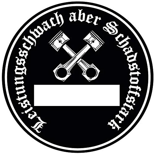 sticker-dealer Aufkleber Leistungsschwach Aber Schadstoffstark Umweltplakette Feinstaub Umwelt Plakette Diesel Schwarz JDM Tuning Fun Lustig Auto Motorrad LKW für außen 2 Stück!