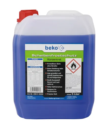 beko Scheibenfrostschutz -Konzentrat- 5 l Kanister mit Ausgießverschluß 299 5 50