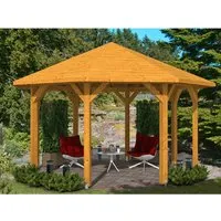 Skanholz Holzpavillon Nice 2 - Achteckiger Holzpavillon aus Leimholz, ideal für den Garten, mit einer großzügigen Grundfläche von 19,46 m² und einer stabilen Dachschalung.