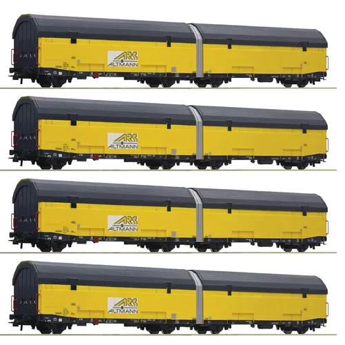 Roco 77049 Spur H0 ARS Altmann Autotransport Set - 4-teiliges Güterwagen Set in Epoche VI, ideal für Modellbahnliebhaber. Detailgetreue Nachbildung und hohe Qualität für optimale Gleisperformance.