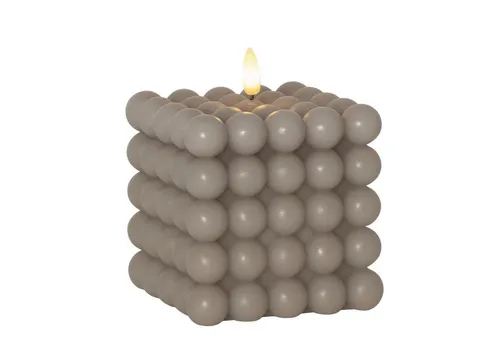 MARELIDA LED-Kerze Bubble Würfel Cube Kerze Echtwachs H: 12,5cm Timer grau (1-tlg)