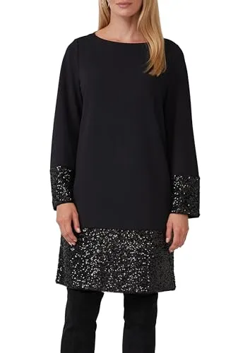 s.Oliver Black Label Kleid Langarm mit Pailletten - Elegantes Freizeitkleid für Damen mit funkelnden Pailletten, perfekt für besondere Anlässe oder festliche Veranstaltungen.