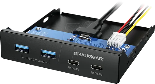 GRAUGEAR 4-Port USB 3.2 Gen2 Frontpanel