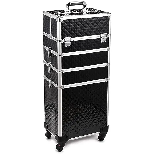 SEVICO Kosmetikkoffer Schminkkoffer Beauty Make-up Case Multikoffer professioneller Make-up Rollkoffer Organizer für die Reise abschließbare Friseurkoffer mit 360° drehbaren Rollen B:35xT:29xH:83 cm