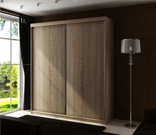 KIER FURNITURE Kleiderschrank mit Schiebetüren TOP, Schlafzimmer Schrank, Garderobeschrank, Flurschrank Sonoma-Eiche 150x200x62cm