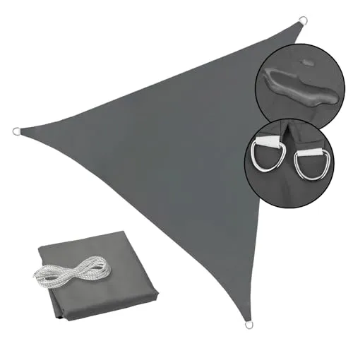 SVITA Sonnensegel dreieckig 160g/m² UV-Schutz Sonnenschutz Garten Balkon Befestigung Dunkelgrau 3,6x3,6x5,1m