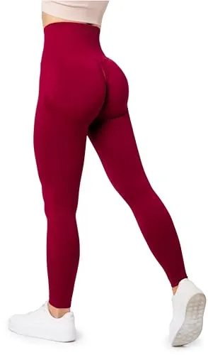 Bellivalini Sport Leggings Damen High Waist Po Push Up Gym Fitness BLV50-255 (Rotwein, M) - Modische Scrunch Leggings für jeden Körpertyp. Hohe Taille und flexibles Material bieten Komfort und Bewegungsfreiheit – ideal für Fitness und Alltag.