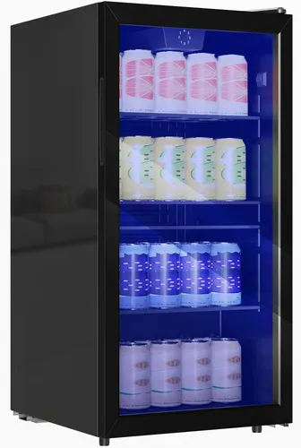 HOMCOM Mini Kühlschrank für 115 Dosen mit Glastür
