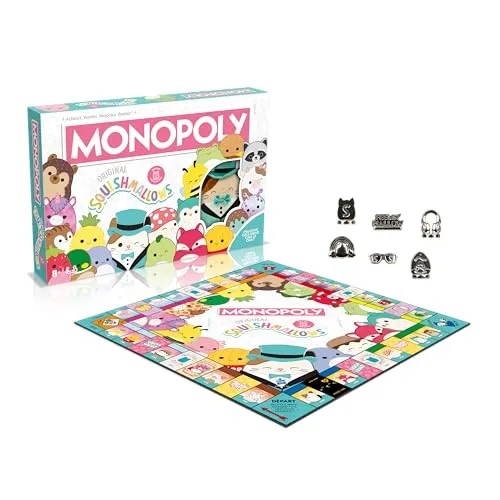Winning Moves Monopoly SQUISHMALLOWS – Exklusives Plüschtier & Brettspiel