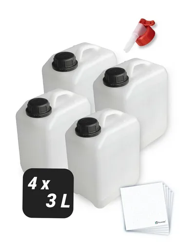 Trevendo Kanister 4er Set Kanister - lebensmittelecht - 3 Liter, Lebensmittelecht