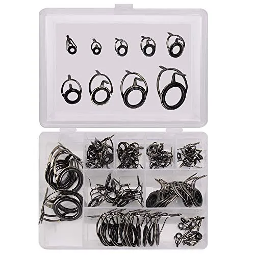 VOANZO Angelrutenführungen, Angelruten-Reparatur-Set, Casting Rute, Spinnköder, Casting Guides, Keramik, Edelstahl, Carbon-Guide, 85 Stück pro Box