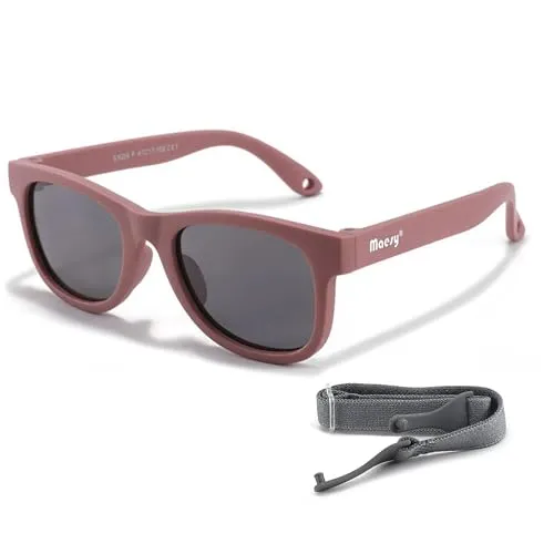 Maesy Baby Sonnenbrille für 0-2 Jahre - UV400 Polarisierter Schutz - Flexibler und Biegsamer Rahmen - Verstellbares Gummiband - Sichere und Bequeme Babysonnenbrillen - Quadratisch - Indi