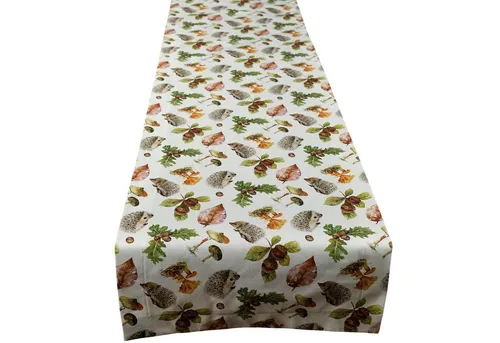 matches21 HOME & HOBBY Tischdecke Tischläufer Herbst 40 x 140 cm mit Motiv Igel, Pilze & Blätter in ecru (1-tlg), Tischdeko für Küche & Tisch