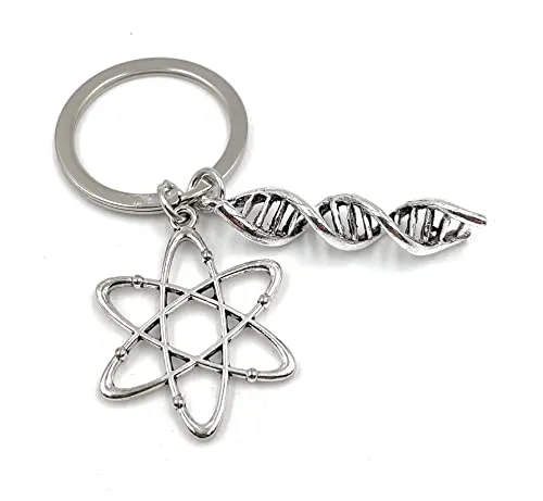 Onwomania - DNA Physik Symbol - Metall Schlüsselanhänger, ideal als Geschenk z.B. für den besten Freund, die beste Freundin, Mama - Für Männer, Frauen & Kinder