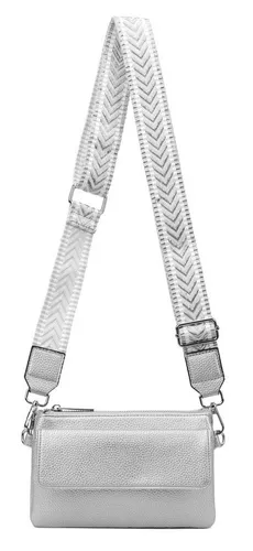 ITALYSHOP24 Geldbörse Damen Umhängetasche CrossBody Brieftasche Geldbörse Handytasche Reise (Tasche mit einem breitem Muster Stoffgurt/Umhängeband), Bodybag Cross Bag Schmucktasche Brieftasche Clutch Abendtasche