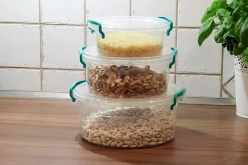 Lebensmittel Kunstoffbehälter Plastikdose Vorratsdosen 3Set (0,6+1,2+2,1l)