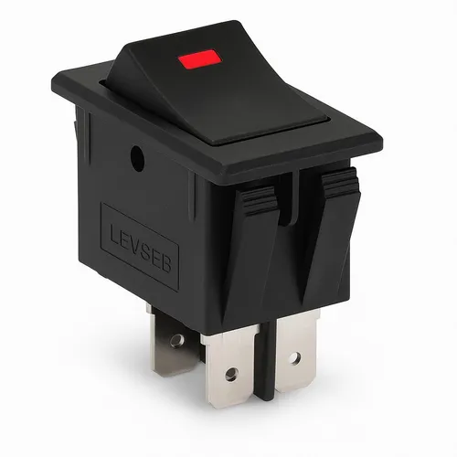 Wippschalter 12V 35A, mit roter LED, Snap-in montage 20x34mm EIN/AUS 4-polig Kfz-Schalter für PKW LKW Boote ASW-17D