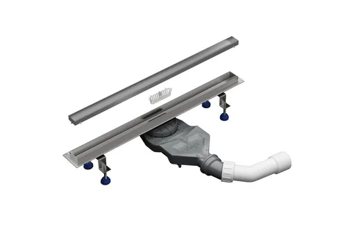 Aquabad® Duschrinne Slim Pro - Eleganter Duschablauf aus Edelstahl - Duschrinnen, Komplett-Set mit gebürsteter Edelstahl-Oberfläche, inkl. Haarsieb und Viega-Siphon für optimale Hygiene und einfache Reinigung.