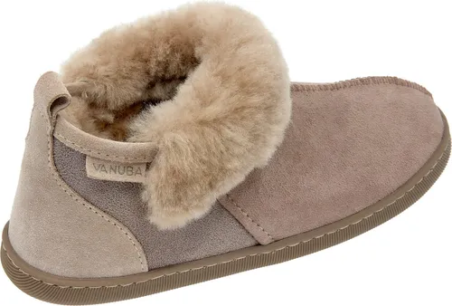 Vanuba Karayaka Lammfell Hausschuhe Damen Schuhe - Badelatschen Damen Hausschuhe - Leder Wolle Pantoffeln Damen - Bequeme Schuhe Damen Lammfell-Hausschuhe - 40 EU Leder Harz Beige Beige