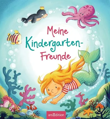 Meine Kindergarten-Freunde (Meerjungfrau) – Freundebuch für Kinder - Alben für Jungen und Mädchen ab 3 Jahren, fördert Freundschaften und kreative Erinnerungen im Kindergarten und Kita.