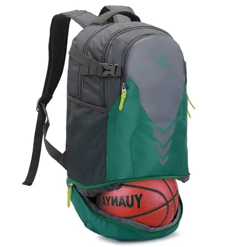 Bseash 35L Basketball Fußball Rucksack mit Boden Ballfach, große Kapazität Sport Rucksack Ausrüstung Turnbeutel für Jungen Mädchen Athleten (Grün)