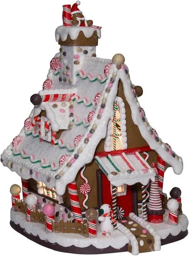 Kurt S. Adler Weihnachtsfigur J3628 - Lebkuchenhaus beleuchtet, 30,5 cm (12) (1 St)