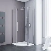 Schulte Fünfeckdusche Alexa Style 2.0 - Elegante 5-Eck Duschkabine 90x90 cm aus 5 mm Sicherheitsglas, ideal für modernes Baddesign mit optimalem Einstiegskomfort und passgenauer Anpassung.