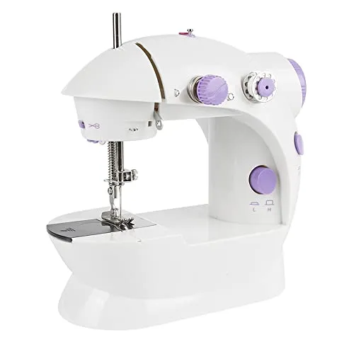 XUEQI Elektronische Nähmaschine, Mini-Nähmaschine, tragbar, mit Fußpedal, halbautomatisch, Einzelfaden-Doppelnadel-Maschine, Modell 202