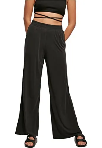 Urban Classics Damen Ladies Modal Wide Leg Pants Hose, Schwarz, 3XL EU