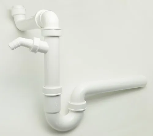 Siphon Raumsparsiphon 1 1/2 Zoll Raumspar Sifon Spüle Küche mit Geräteanschluß