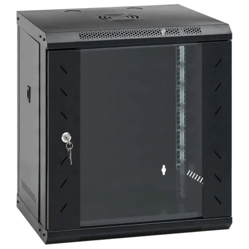vidaXL 12U Wand Netzwerkschrank - Computer- & Server-Racks, robuster 12U Serverschrank aus hochwertigem Stahl, abschließbar für sichere Aufbewahrung und einfache Wartung durch abnehmbare Seitenteile.