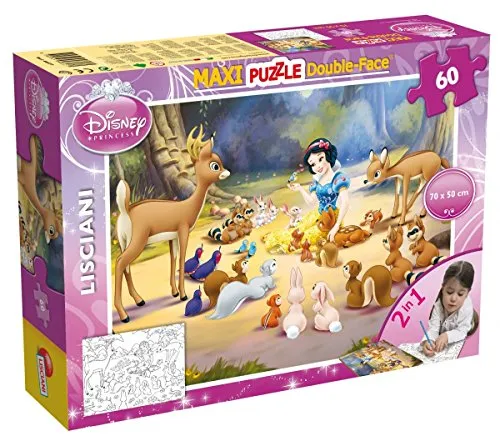Lisciani 46577 Disney Puzzle 2 in 1 Doppelseitig supermaxi 60 Stück Schneewittchen Puzzle