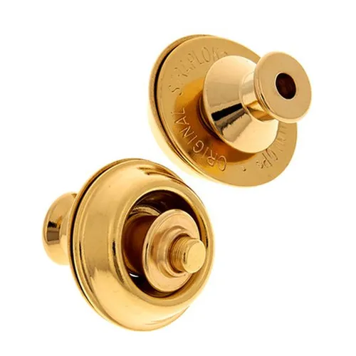Dunlop Straplok Gold Dual Design - Knöpfe für Gitarre und Bass, sicheres Befestigungssystem mit stark ausgeprägtem Rand, ideal für Musiker, die Wert auf Sicherheit legen.