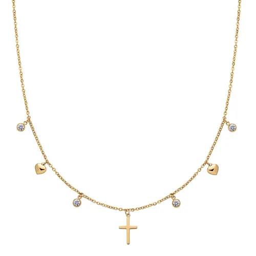 Damenkette Cross Pendant Choker Goldfarben