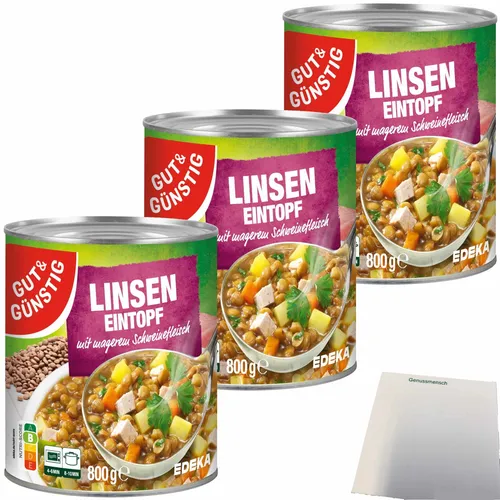 Gut&Günstig Linseneintopf mit magerem Schweinefleisch 3x800g Dose usy Block