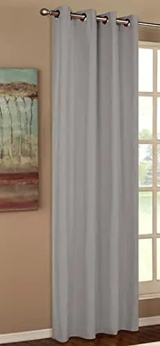 Gardinenbox Vorhang Schal Schlaufen Blickdicht Microsatin Lichtdurchlässig Kräuselband Uni Matt, Grau, HxB 145x140 cm