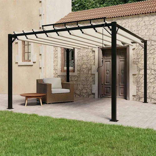 Pergola mit Lamellendach 3x3 m in Creme – Eleganter Gartenpavillon von The Living Store