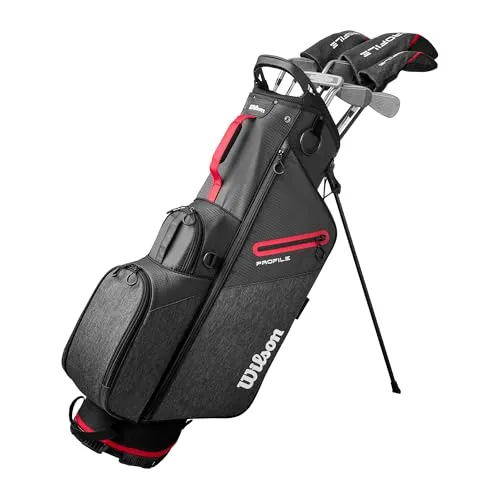 Wilson Profile Complete Golfschläger-Set, Für Starke Schwünge, Stahl-Konstruktion, Rechtshänder, Rot/Schwarz/Silber, Standardgröße