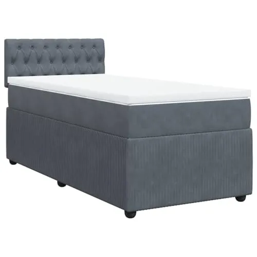 vidaXL Boxspringbett Dunkelgrau 90x190 cm mit Matratze von vidaXL