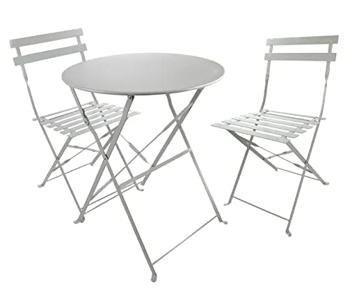 Bubble-Store Bistro Set klappbar - Wetterfestes Balkonmöbel mit 2 Stühlen und Tisch - Bistrosets für die Terrasse, klappbare und wetterfeste Möbel aus stabilem Metall, ideal für kleine Balkone und Gärten, mit minimalem Stauraumbedarf