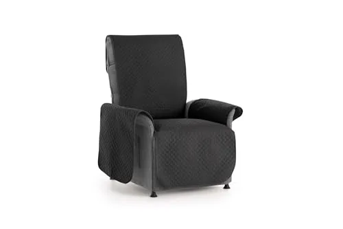 Textilhome Sofa Überzug Adele, Universeller Sofabezug, Couch Überzug, SofaÜberwurf Gepolstert, Sofaschoner Schutzdecke für 1 Sitzer, Haustierfreundlich, Farbe Schwarz, 55 cm